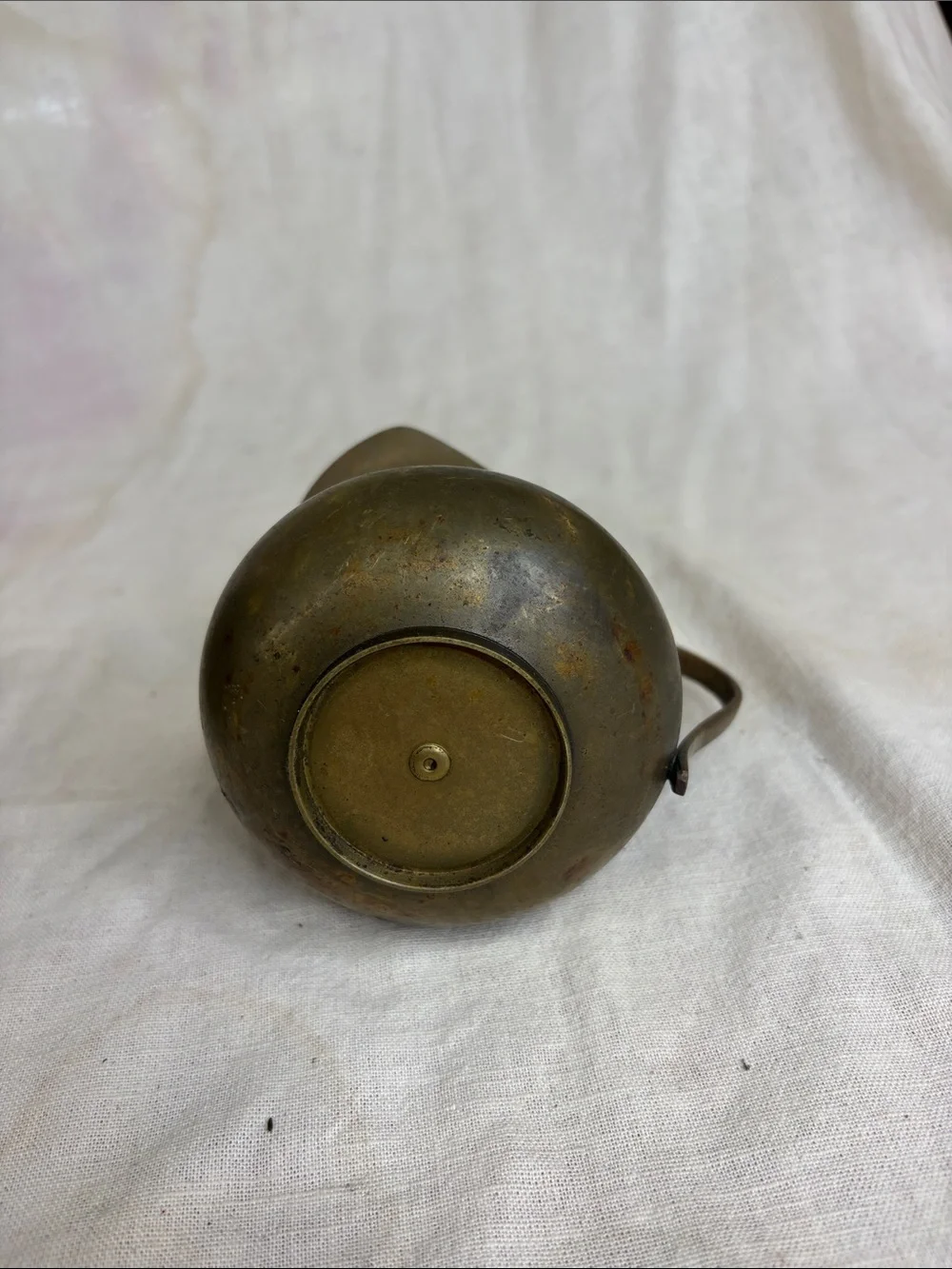 Vintage Brass Bowl and Creamer Set - Warm Brown Brass Finish